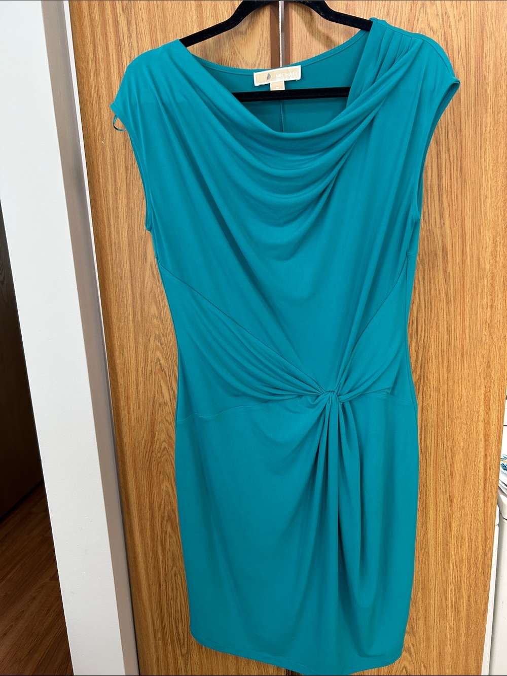 MICHAEL Michael Kors Teal Knot-Front Midi Dress